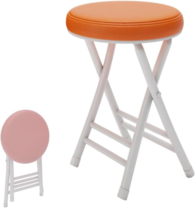 20" Home Folding Stool Collapsible Padded Bar Stool Round Kitchen Stools...