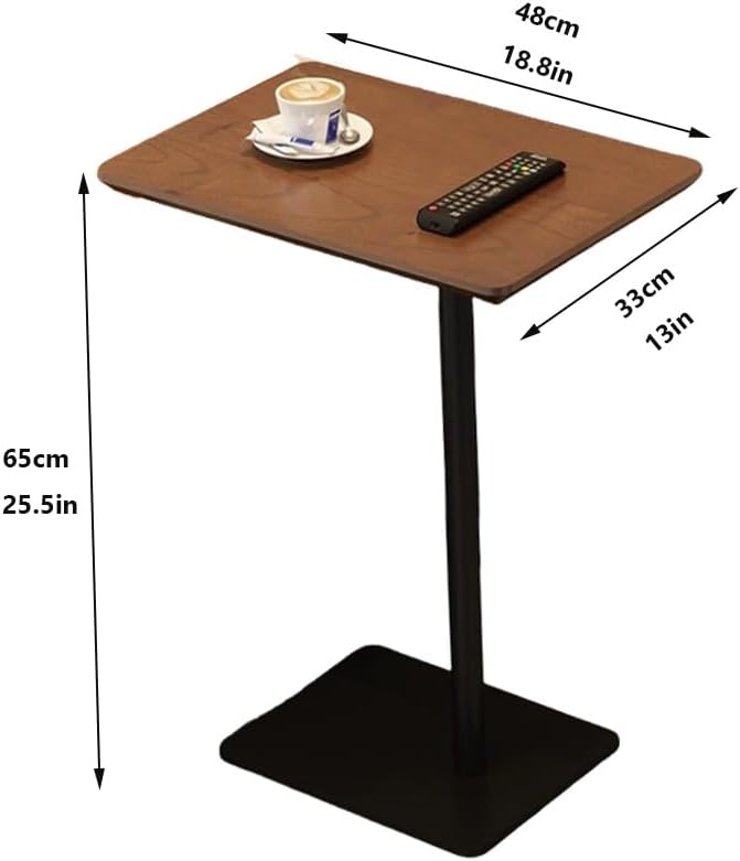 C Shaped End Table, Solid Wood Side Table, 26 Inch High Sofa Tables for Couch...
