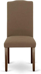 East West Furniture NDEN5-MAH-18 5 Piece Dining Table Set Includes a Rectangle Dining Room Table with Dropleaf and 4 Dark Coffee Linen Fabric Upholstered Chairs, 30x48 Inch, Mahogany