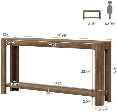 Tribesigns 63 Inch Entryway Console Table, 2-Tier Farmhouse Narrow Sofa Table...