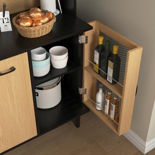 59in H Pantry Cabinet with Charging Station, Buffet Sideboard for Coffee Make...