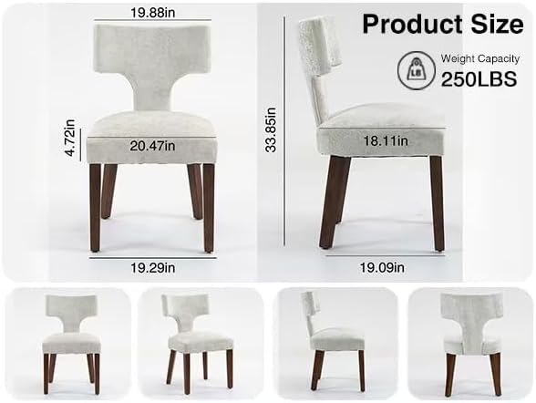 Soft Padded Dining Chairs Set of 4, Modern Farmhouse Upholstered Chairs with Linen Fabric & Rubber Wood Legs, Ergonomic Armless Seats for Dining Room Kitchen Living Room (Beige)