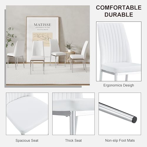 Modern Dining Chairs Set of 6,Dining Room Chairs Set of 6 with PU Leather and...