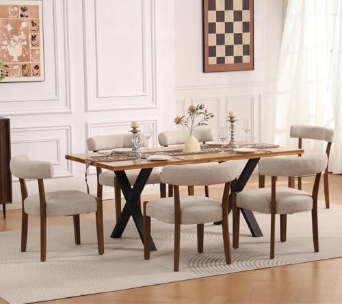 RNKSFX Upholstered Dining Chairs Set of 8, Walnut Wooden Kitchen & Dining...