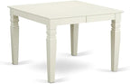 East West Furniture LGDA7-LWH-12 7 Piece Dining Set Includes a Rectangle Kitchen Table with Butterfly Leaf and 6 Polyester Fabric Upholstered Chairs, linen white
