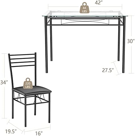 Tangkula 5 Pieces Dining Table Set for 4 Person, Kitchen Table Set, Black
