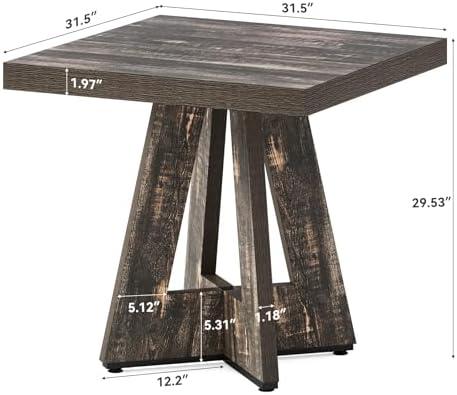 LITTLE TREE 31.5" Square Dining Table for 4, Small Space Kitchen Table w...