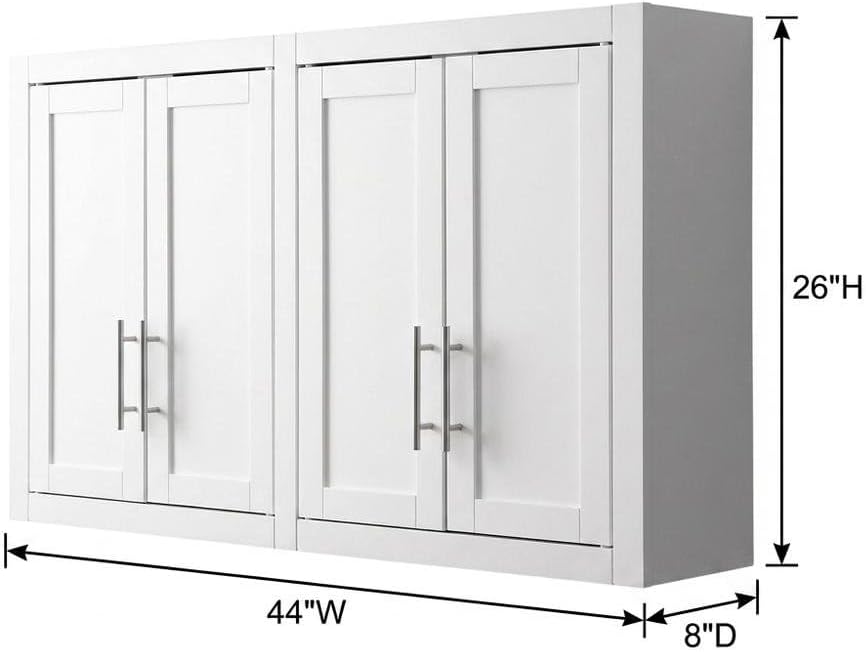 Furnifact White 2-Piece Wall Kitchen Cabinet Set, MDF Birch Veneer, Floating ...