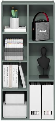 Furinno LUDER Book Shelf, 7-Cube Bookshelf, Bookcase with Open Shelves, 9.4 x...
