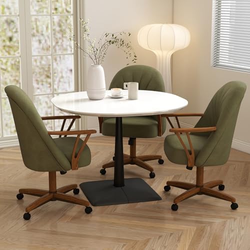 Chromcraft Bailey PU Leather Swivel-Tilt Caster Chair -Chestnut-Pine-4pc | Pe...