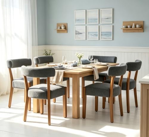 RNKSFX Upholstered Dining Chairs Set of 6, Walnut Wooden Kitchen & Dining...