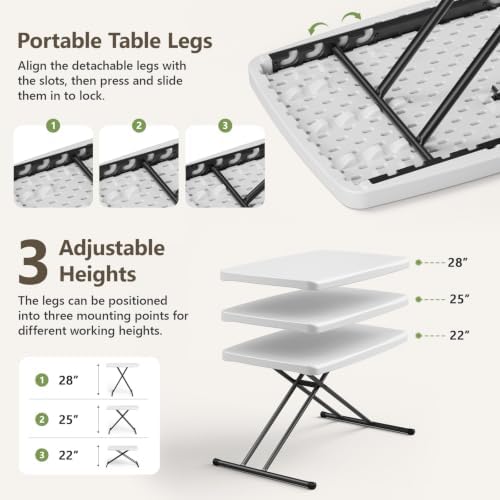 Folding Table 30 Inch - 4pack,Small Desk Adjustable Height TV Tray for Laptop...