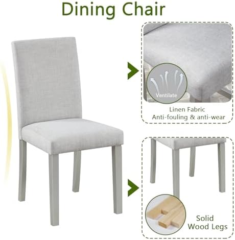 Harper & Bright Designs 5-Piece Dining Table Set with 4 Upholstered Chair...