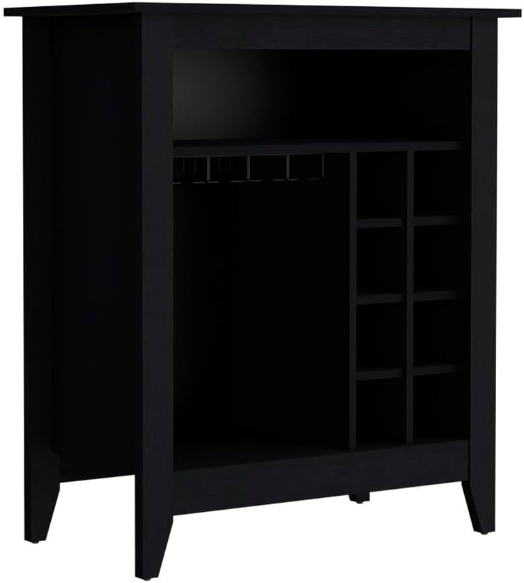 Cabinet Castle with One Open Shelf and Six Wine Cubbies | Black wengue finish...