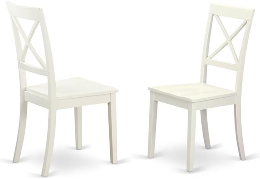 East West Furniture BOC-WHI-W Boston Dining Room Chairs - Cross Back Solid Wo...