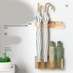 Umbrella Stand Holder, Wall Mounted Space Saving Umbrella Storage Drain Rack Heavy Duty Metal Construction Holder for Home Use in Hallway Doorway