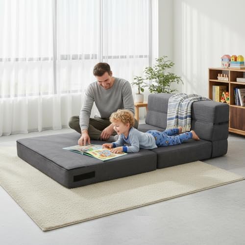 Nigoone Queen Size Folding Sofa Couch Memory Foam with 2 Pillows Sleeper Chai...