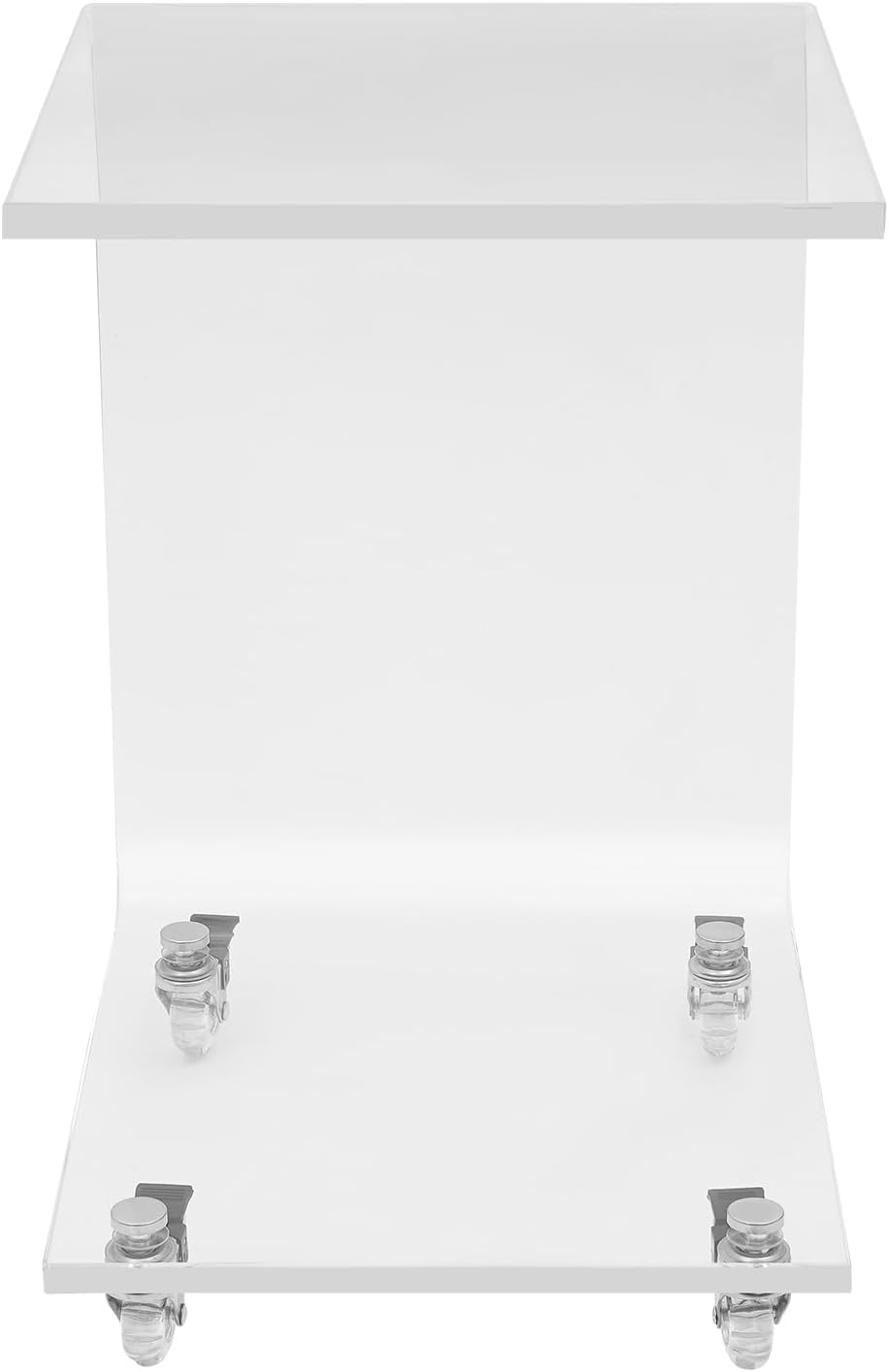Rolling C-Shaped End Table with 4 Wheel Locking Casters, Modern Clear Acrylic...