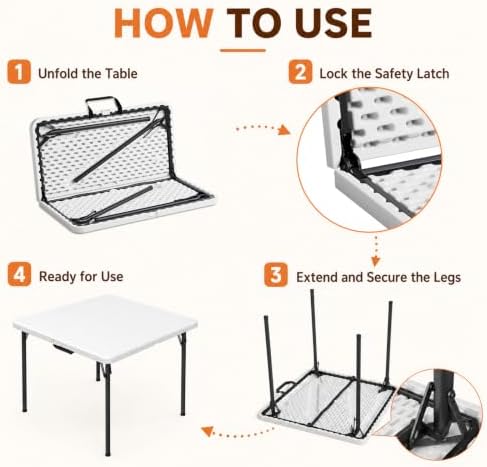 36" Square Folding Card Table - Plastic Portable Folding Table with Carr...