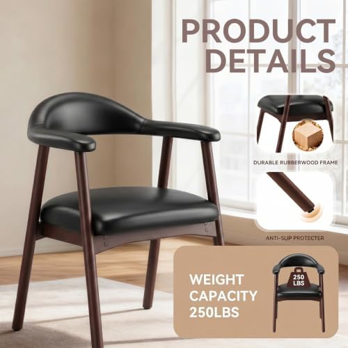 MALOL Leather Dining Chair with Armrest Set of 6, Upholstered Dining Room Cha...