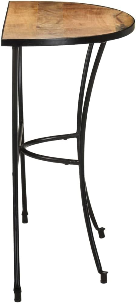 Industrial Style Mango Wood Side Table with Black Steel Legs, Solid Mango Woo...