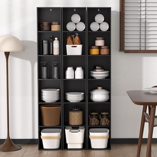 6 Cube Storage Organizer, Narrow Open Shelf Bookcase, Freestanding 6 Cube Sto...