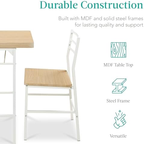 Best Choice Products 3-Piece Modern Dining Set, Space Saving Dinette for Kitc...