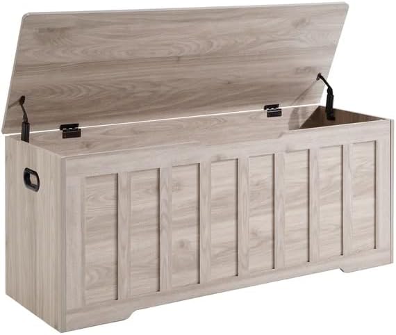 47.2" Storage Chest Extra Large,Storage Trunk with 2 Safety Hinges,Woode...