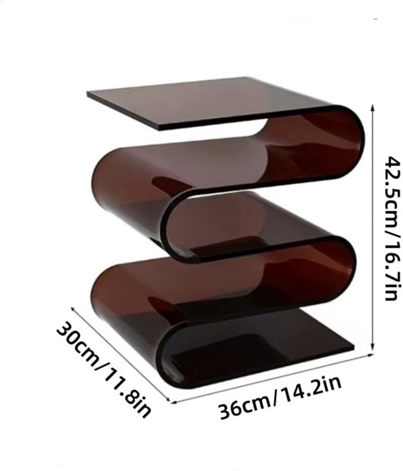 Modern Acrylic Side Table, S-Shaped End Table, Minimalist Coffee Table, Night...