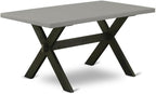 East West Furniture X696DR124-7 7 Piece Dining Set Consist of a Rectangle Dining Room Table with X-Legs and 6 Black Color Linen Fabric Upholstered Chairs, 36x60 Inch, Multi-Color
