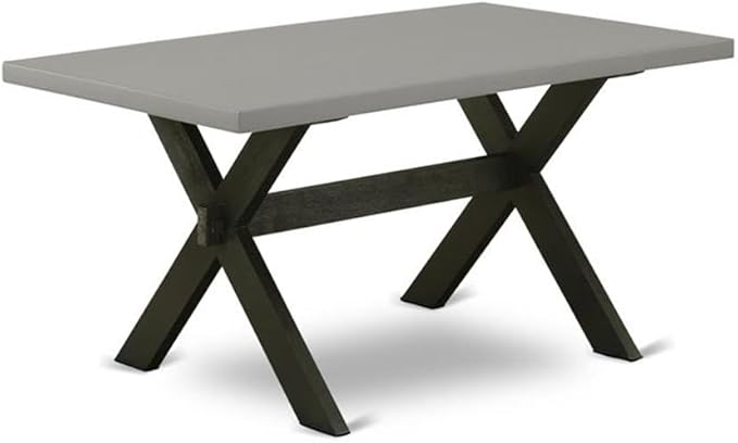 East West Furniture X696DR124-5 5 Piece Dining Table Set for 4 Includes a Rectangle Kitchen Table with X-Legs and 4 Black Color Linen Fabric Upholstered Chairs, 36x60 Inch, Multi-Color