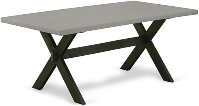 East West Furniture X697MZ650-7 7 Piece Dining Room Set Consist of a Rectangle Dining Table with X-Legs and 6 Dark Gotham Grey Linen Fabric Upholstered Chairs, 40x72 Inch, Multi-Color