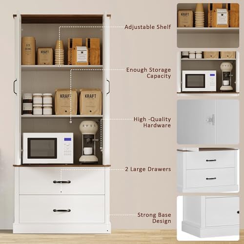 GarveeHome Kitchen Pantry Cabinet, Farmhouse Storage Cabinet with Barn Doors,...