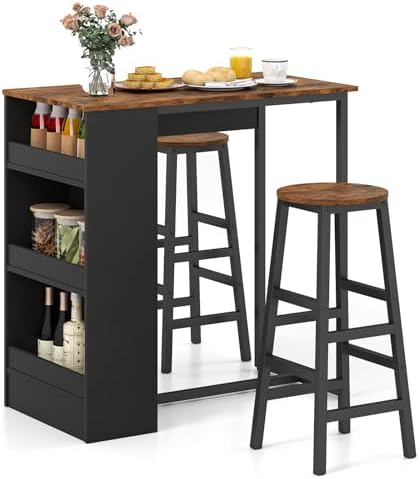 Giantex 3-Pieces Dining Table Set, 36-Inches Rectangular Kitchen Table and 2 ...