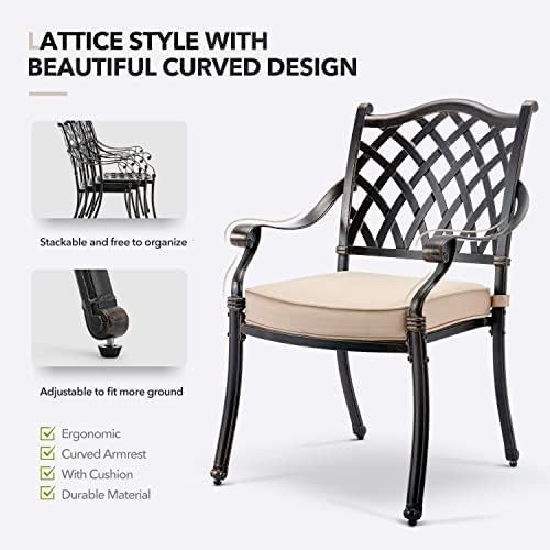 𝗔𝗶𝗹𝗶𝘀𝗺𝗮𝗶𝗹 7 Piece Outdoor Dining Set Cast Aluminum Retro Patio Dining Set for...