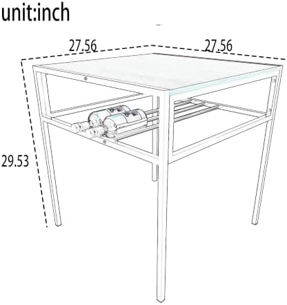 KEIKI 3-Piece Small Dinner Table Set for 2-4 Dinning with Storage, Walnut
