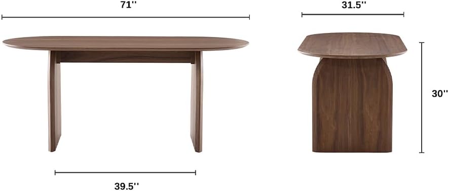 70" Farmhouse Oval Dining Table, Heavy-Duty Wood Dining Room Table for 4...