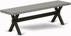 East West Furniture X696DR124-6 6 Piece Dining Set Contains a Rectangle Dining Room Table with X-Legs and 4 Black Color Linen Fabric Parson Chairs with a Bench, 36x60 Inch, Multi-Color