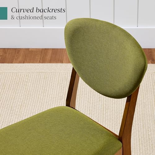 Best Choice Products Wooden Dining Chairs, Wood Mid-Century Modern Upholstere...