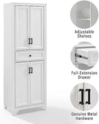 3-Piece Kitchen Storage Cabinet Set, Tall Pantry with Shelves and Drawers, Modern Farmhouse Style, (Distressed White)