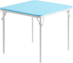 VECELO 24'' Kids Folding Activity Card Table, with Ultra Soft Padded Tabletop, 1 Piece, Blue & White