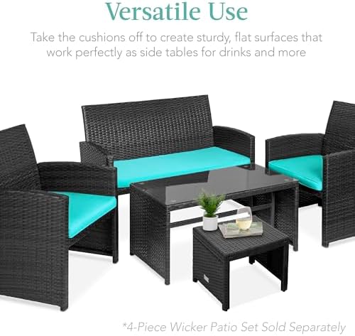 Best Choice Products Set of 2 Wicker Ottomans, Multipurpose Outdoor Furniture...