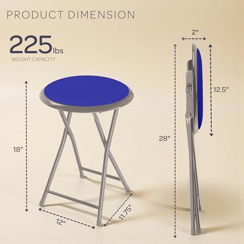 Lavish Home Portable Folding Stool with Backless Seat Set of 2, Blue, 18”