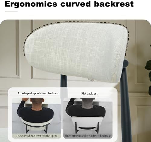 FREKEN Modern Upholstered Dining Chairs Set of 2, Mid-Century Metal Frame Lin...