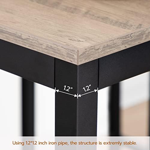 HOOBRO Bar Table and Chairs Set, 47.2” Rectangular Pub Table with 2 Stools fo...