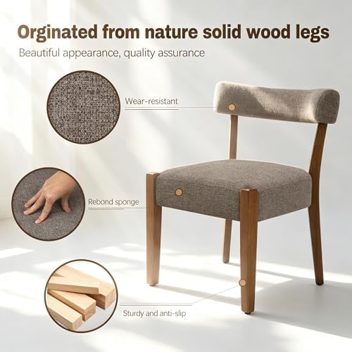 RNKSFX Upholstered Dining Chairs Set of 6, Walnut Wooden Kitchen & Dining...
