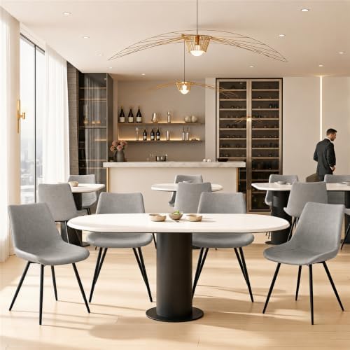 Yaheetech Dining Chairs Set of 6 Mid Century Modern Kitchen Chairs Gray