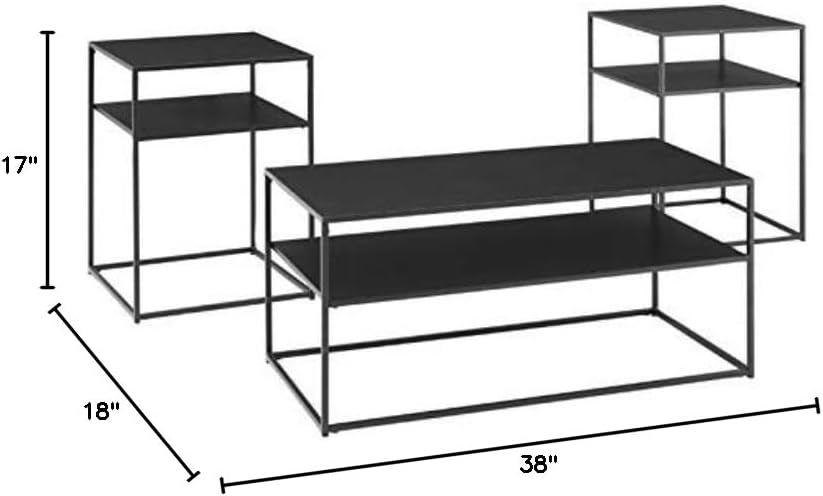 Crosley Furniture Braxton 3-Piece Living Room Table Set with Coffee and Side ...