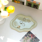 Jewelry Dish Trinket Tray for Women, Ring Dish Holder, Unique Cloud Shape Ceramic Plate Cute Things Vanity Aesthetic Room Decor Mother's Day Birthday (Mint Green)
