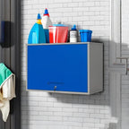 Yizosh Metal Storage Cabinet with Doors & Shelves - Wall Mounted, Floating - Blue Gray, 21.6" H - For Garage, Basement, Kitchen, Warehouse